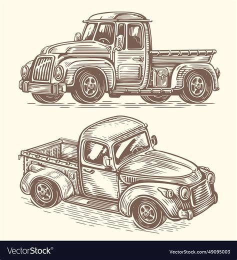 Vintage farmer pickup truck retro Royalty Free Vector Image