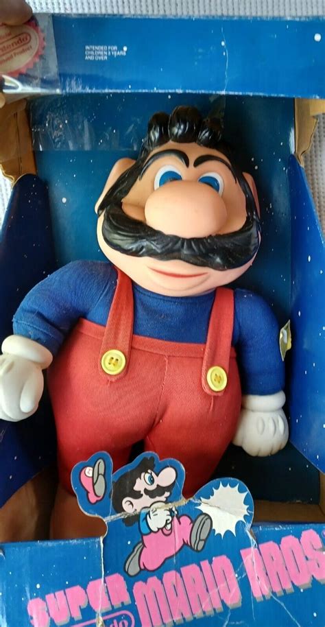 Super Mario Bros Vinyl Plush Doll Applause 12" 1989 Nintendo in Box No ...