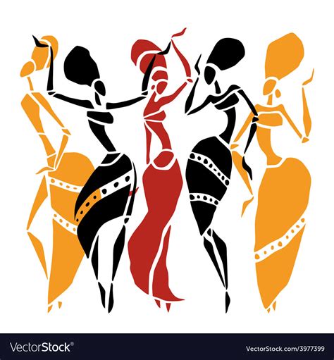 African dancers silhouette set Royalty Free Vector Image