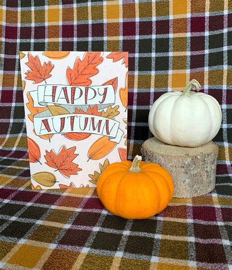 Happy Autumn Card Happy Fall Greeting Card Illustrated - Etsy