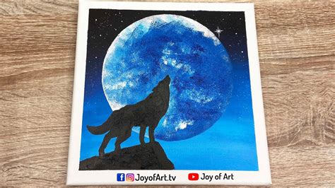 Wolf Under Moonlight | Easy Acrylic Painting for Beginners | Joy of Art #87 - YouTube