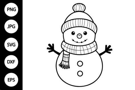 Outline Snowman SVG, Coloring Page (3051356)