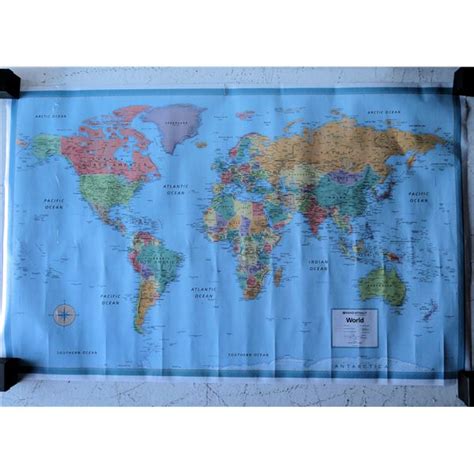 Rand McNally World Map Wall Hanging - Oahu Auctions