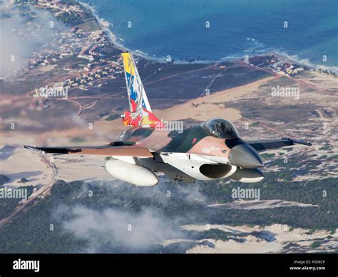 Special painted Venezuelan Air Force F-16A flying over the bay in Natal, Brazil, during Exercise ...