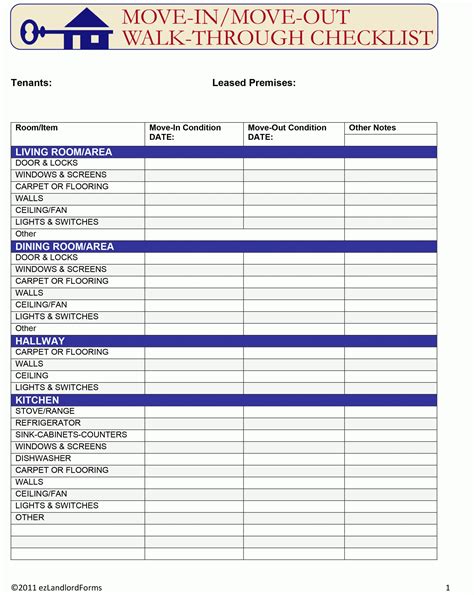 Browse Our Image of Move In Checklist Template for Free | Checklist template, Move in checklist ...