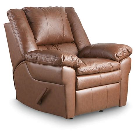 Leather Rocker / Recliner, Brown - 166915, Living Room at Sportsman's Guide