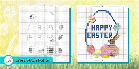 Easter Bunny Happy Easter Cross Stitch Patterns - Twinkl