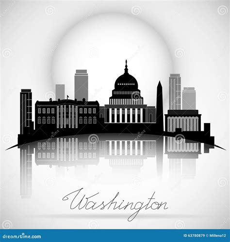 Washington DC Skyline Design. Vector Silhouette Stock Vector - Image: 63780879