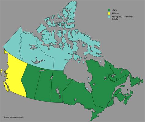 Second largest Religion in Canadian Provinces and Territories : r/MapPorn