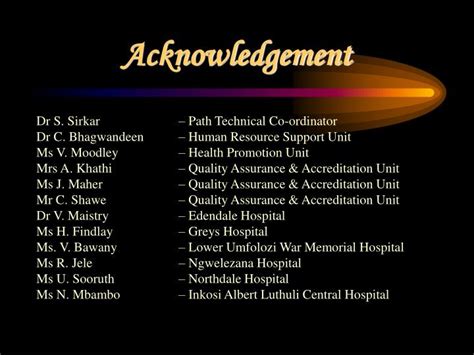 Acknowledgement Page Ppt