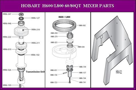 Hobart 60qt H600 Mixer Parts and Accessories