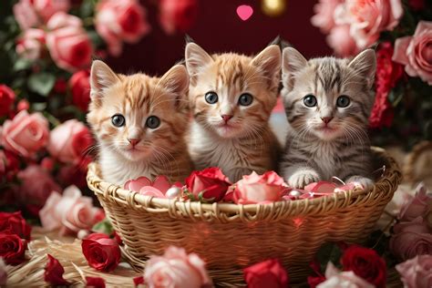 Cute Kittens Inside A Straw Basket Free Stock Photo - Public Domain Pictures