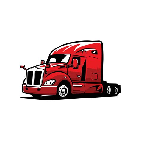 Premium red semi truck 18 wheeler freightliner vector isolated. Best for trucking related ...