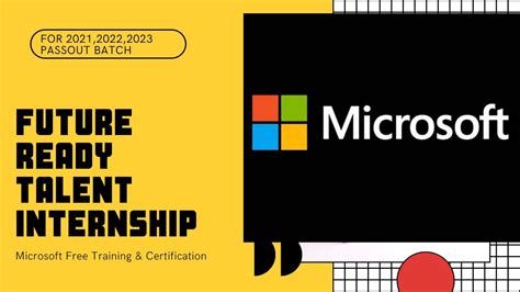 Microsoft Future Ready Talent Internship for 2021,2022 and 2023 Passout Students #internships ...