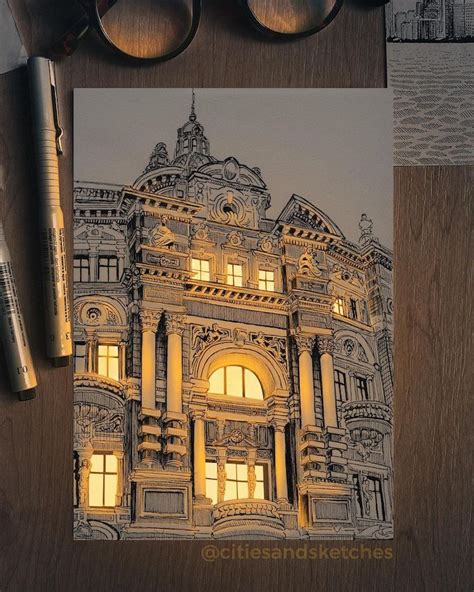 Architecture Drawings Come Alive With “Glowing” Windows | My Modern Met