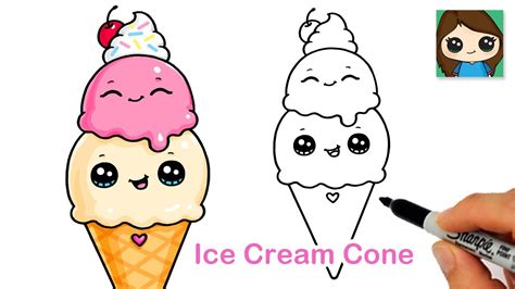 How to Draw an Ice Cream Cone Easy 🍦 - YouTube