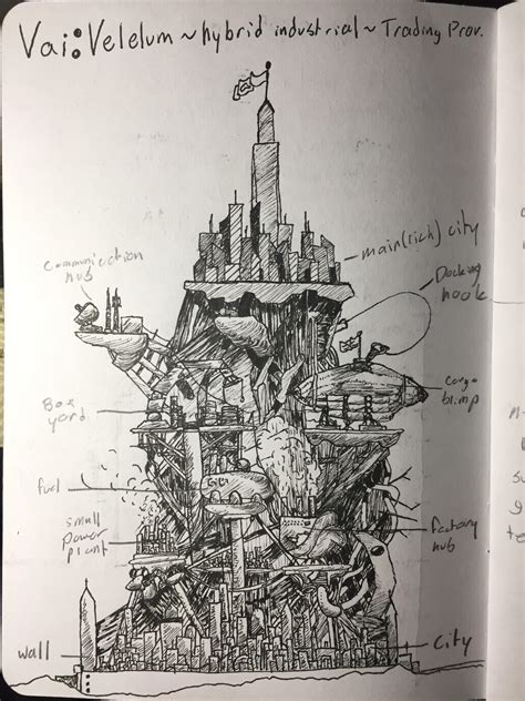 My latest drawing of a steampunk city. Thought that it would fit here ...