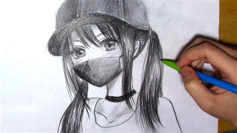 How to Draw an Anime Girl with Cap and a Mask [Real time - easy] - YouTube