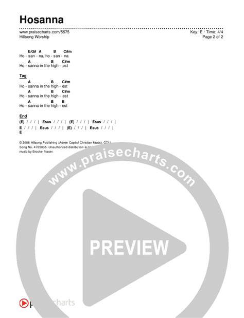 Hosanna Chords PDF (Hillsong Worship) - PraiseCharts