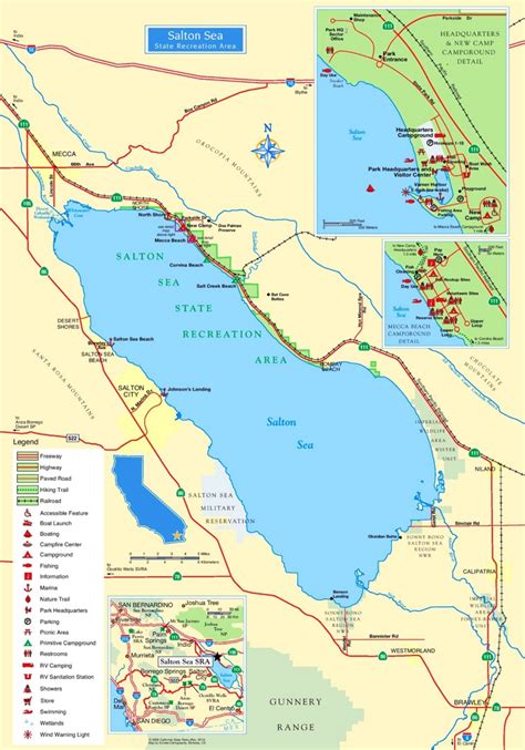 Large detailed tourist map of Salton Sea