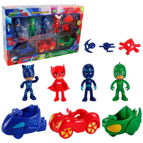 10PCS PJ Masks Action Figure Toys with Arms and Cars