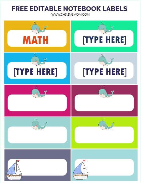 FREE Label Templates for Back to School: Really Cute Designs! | Free label templates, Notebook ...