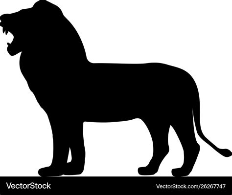 Black silhouette growling lion Royalty Free Vector Image