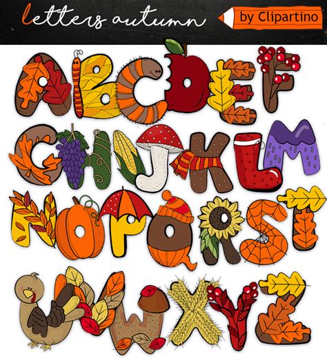 Autumn Alphabet Clip art Letters | Teaching Resources