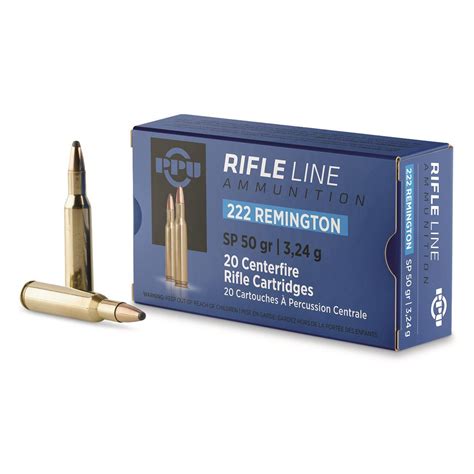 PPU, .222 Remington, SP, 50 Grain, 20 Rounds - 222318, .222 Remington Ammo at Sportsman's Guide