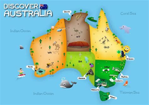 Australia map for kids - Map of Australia for kids (Australia and New ...