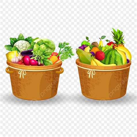 Fruit And Vegetable Basket Clipart Transparent Background, Fruits And ...