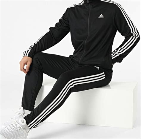 Mens Adidas Tracksuit Set Bottoms Full Zip Jacket Black Trousers Pants S M L XL | eBay