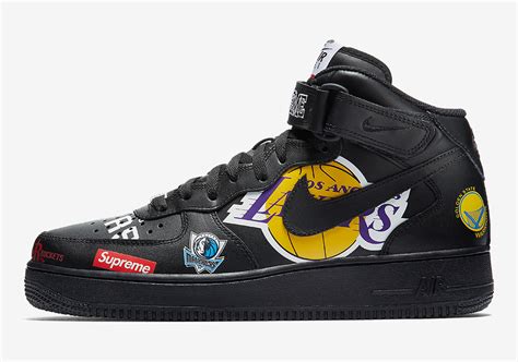 Supreme Nike Air Force 1 Mid Black NBA Logos AQ8017-001 | SneakerNews.com