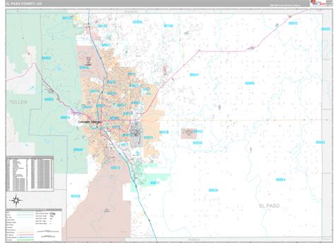 El Paso County Wall Map - Premium - MarketMAPS