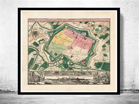 Old Map of Leipzig Germany 1735 Vintage Map Wall Map Print - VINTAGE MAPS AND PRINTS