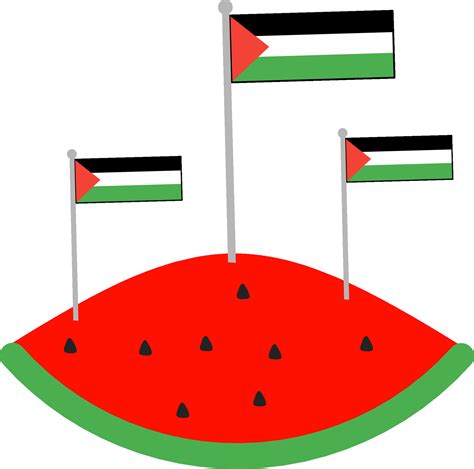 illustration of a watermelon with the flag of the state of Palestine on ...