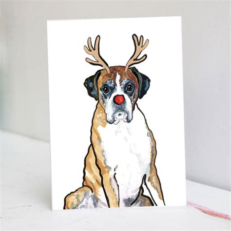 Boxer Christmas Card By Pet Portrait Illustration