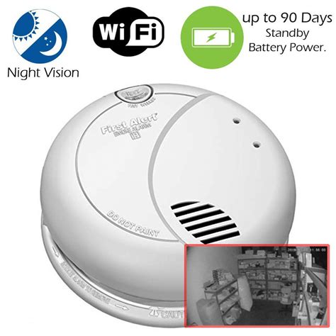 Wi-Fi Smoke Detector Hidden Spy Camera with Night Vision and up to 90 ...