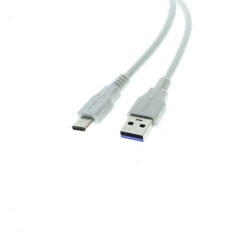 USB 3.1 Type-C to A Male Gen1 3FT White Cable - Coolgear