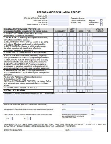 Performance Evaluation Report - 10+ Examples, Format, Pdf