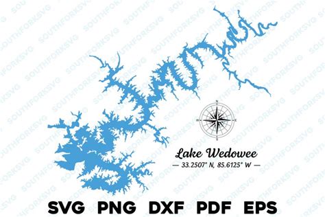 Lake Wedowee Alabama Map Silhouette Shape Design (2633411)