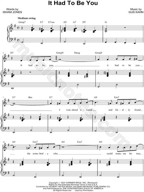 Tony Bennett "It Had to Be You" Sheet Music in G Major (transposable) - Download & Print - SKU ...