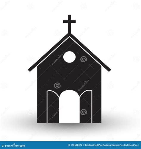 Black and White Church Icon Vector Flat with Shadow Illustration Stock ...