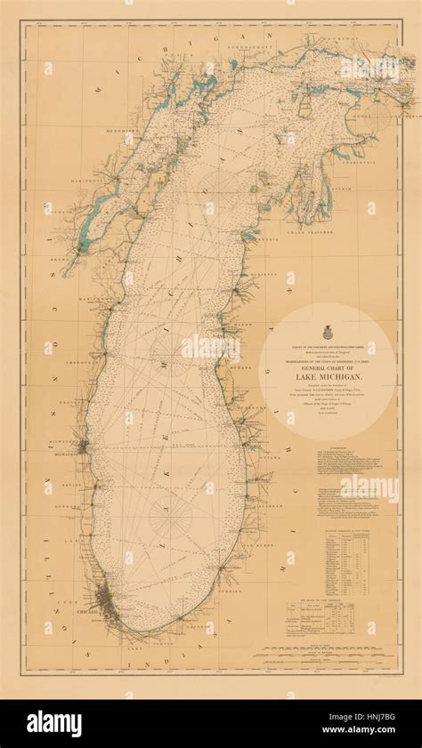 Mapa del Lago Michigan 1898 Fotografía de stock - Alamy