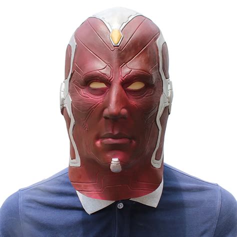 The Avengers Superhero Vision Cosplay Full Head Latex Mask Fancy Ball ...