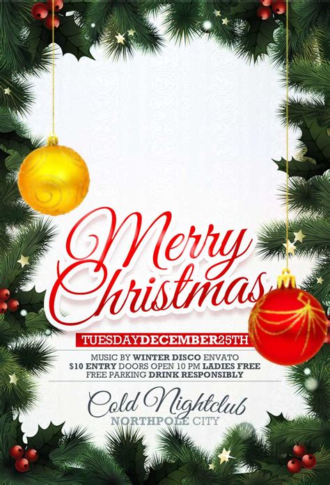 Free Printable Christmas Party Invitations Templates – Demplates throughout Christmas Brochure ...