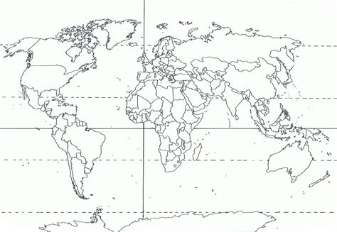 Mapa mundi Mudo con líneas imaginarias