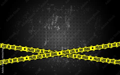 crime scene and police line on steel grunge texture background Stock ...