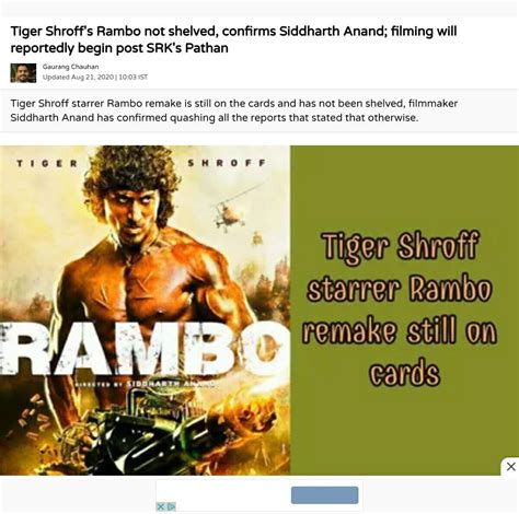 Official Rambo remake starring Tiger Shroff was announced in 2017. Has ...