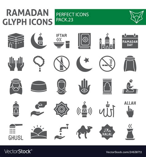 Ramadan glyph icon set islamic symbols collection Vector Image